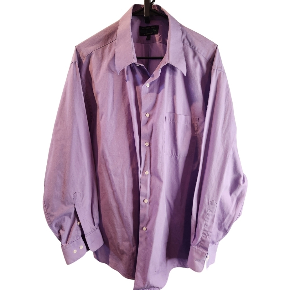 Men's XL Alexander Julian Colours purple long sleeve,‎ button up shirt